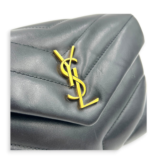 Loulou Toy Black Shoulder Bag in Calfskin, Gold hardware