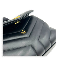 Loulou Toy Black Shoulder Bag in Calfskin, Gold hardware