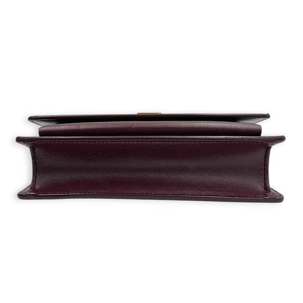 Sunset Shoulder Bag Small Bordeaux in Calfskin, Gold hardware