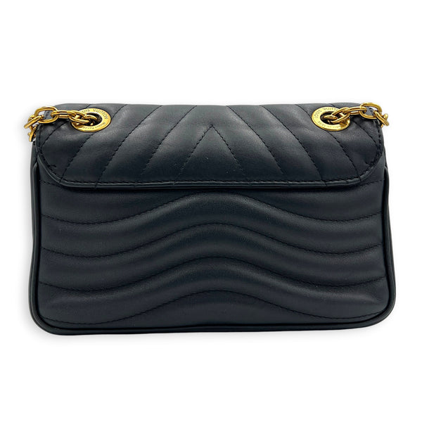 New Wave Shoulder Bag MM Black in Calfskin, Gold hardware
