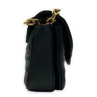 New Wave Shoulder Bag MM Black in Calfskin, Gold hardware
