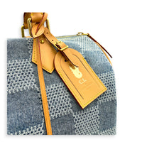 Speedy Top Handle Bag 40 Damier Giant Denim in Denim, Gold hardware