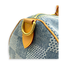Speedy Top Handle Bag 40 Damier Giant Denim in Denim, Gold hardware
