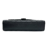 Envelope Black Shoulder Bag in Caviar Leather, Gunmetal hardware
