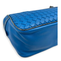 Intrecciato Blue Camera Bag in Intrecciato Leather, Gunmetal hardware