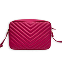 Lou Camera Fuchsia Crossbody Bag in Lambskin, Gold hardware