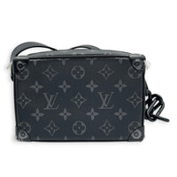 Soft Trunk Black Shoulder Bag in Monogram Coated Canvas, Gunmetal hardware