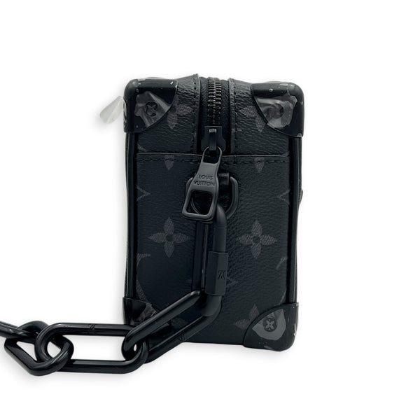 Soft Trunk Black Shoulder Bag in Monogram Coated Canvas, Gunmetal hardware