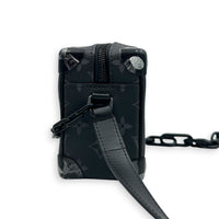 Soft Trunk Black Shoulder Bag in Monogram Coated Canvas, Gunmetal hardware