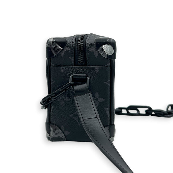 Soft Trunk Black Shoulder Bag in Monogram Coated Canvas, Gunmetal hardware