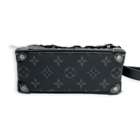 Soft Trunk Black Shoulder Bag in Monogram Coated Canvas, Gunmetal hardware