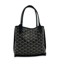 Anjou Top Handle Bag Mini Black in Coated Canvas, Silver hardware