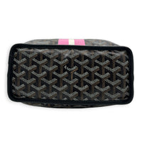 Anjou Top Handle Bag Mini Black in Coated Canvas, Silver hardware