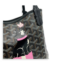 Anjou Top Handle Bag Mini Black in Coated Canvas, Silver hardware