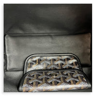 Anjou Top Handle Bag Mini Black in Coated Canvas, Silver hardware