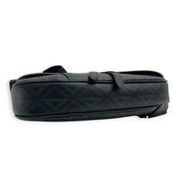 Saddle Crossbody Bag Black in Coated Canvas, Silver hardware