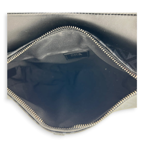 Saddle Crossbody Bag Black in Coated Canvas, Silver hardware