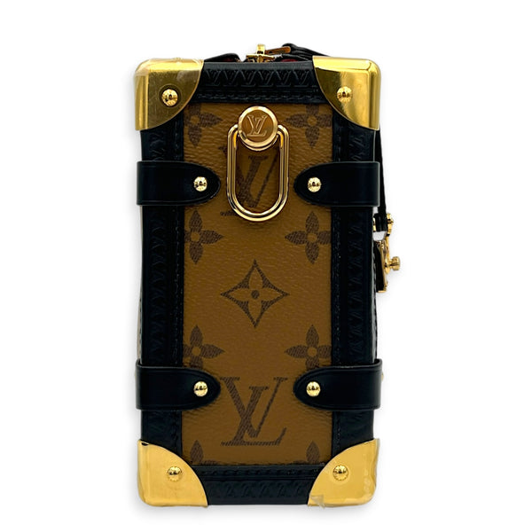 x Sun Yitian Side Trunk MM Brown Top Handle Bag in Monogram Coated Canvas, Gold hardware