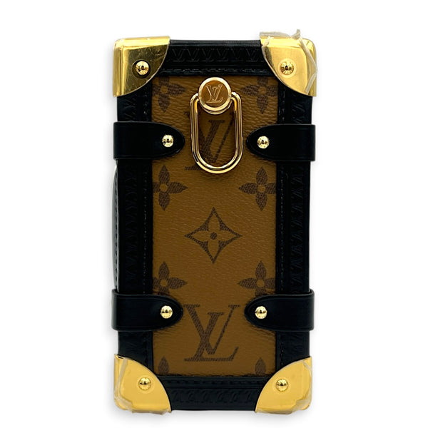x Sun Yitian Side Trunk MM Brown Top Handle Bag in Monogram Coated Canvas, Gold hardware