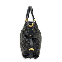 Cabby Shoulder Bag GM Black in Denim, Gold hardware