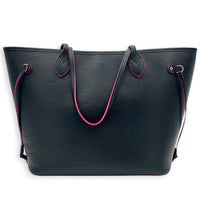 Neverfull MM Blue Tote Bag in Epi Leather, Silver hardware