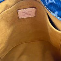 Sac Plat Shopper Blue Tote Bag in Denim, Gold hardware