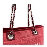 Deauville Tote Bag Large Pink in Canvas, Silver hardware