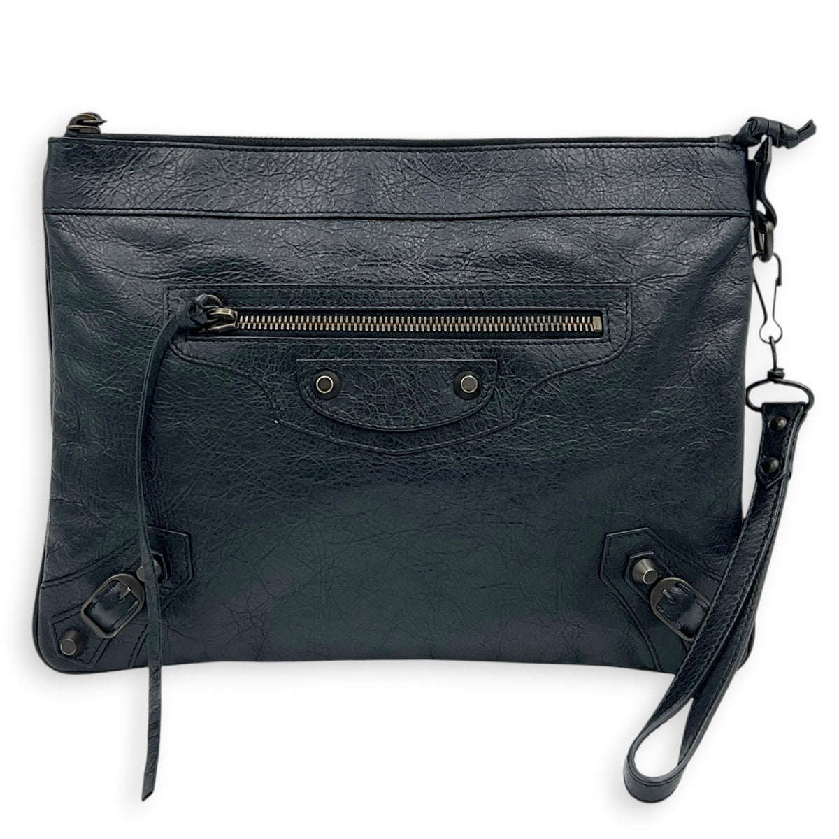 Classic Clutch Noir in Lambskin, Antique Brass hardware