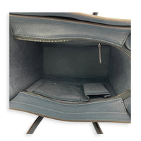 Luggage Top Handle Bag Mini Steel Blue in Calfskin, Silver hardware