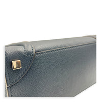Luggage Top Handle Bag Mini Steel Blue in Calfskin, Silver hardware