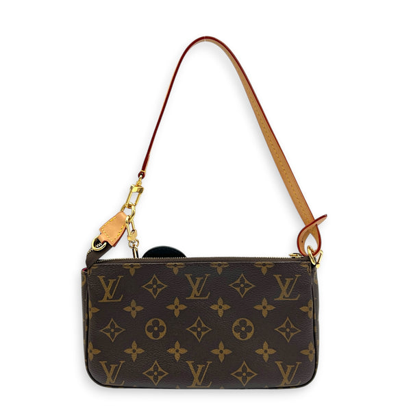 X Murakami Pochette Accessories Brown Clutch in Monogram Coated Canvas, Gold hardware
