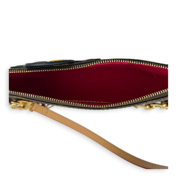 X Murakami Pochette Accessories Brown Clutch in Monogram Coated Canvas, Gold hardware