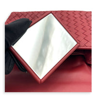Intrecciato Shoulder Bag Red in Intrecciato Leather, Gold hardware