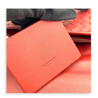 Intrecciato Shoulder Bag Red in Intrecciato Leather, Gold hardware