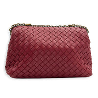 Intrecciato Shoulder Bag Red in Intrecciato Leather, Gold hardware