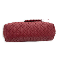 Intrecciato Shoulder Bag Red in Intrecciato Leather, Gold hardware