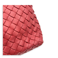 Intrecciato Shoulder Bag Red in Intrecciato Leather, Gold hardware