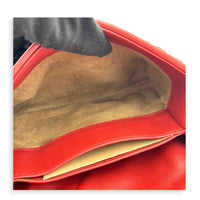 Intrecciato Shoulder Bag Red in Intrecciato Leather, Gold hardware