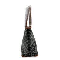 Artois Tote Bag PM Brown in Coated Canvas, Silver hardware