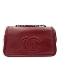 CC Timeless Flap Shoulder Bag Red in Caviar Leather, Silver hardware