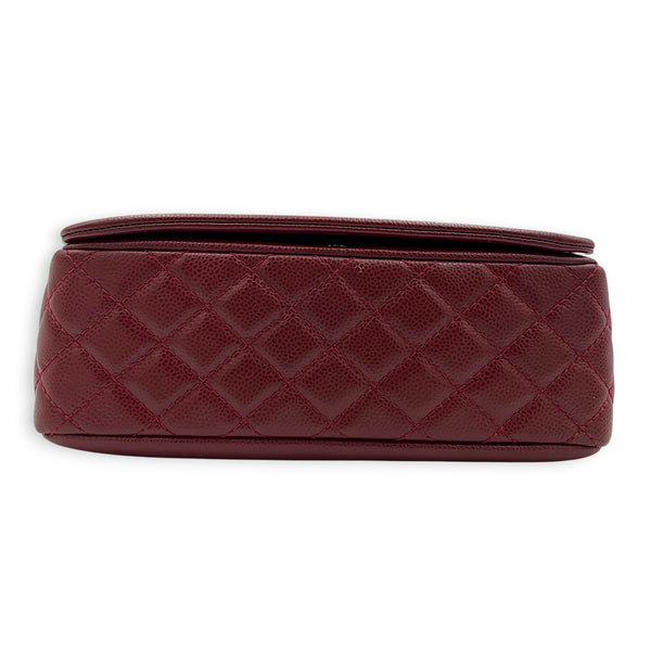CC Timeless Flap Shoulder Bag Red in Caviar Leather, Silver hardware