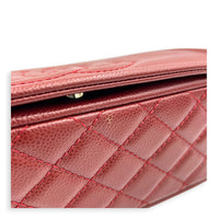 CC Timeless Flap Shoulder Bag Red in Caviar Leather, Silver hardware