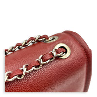CC Timeless Flap Shoulder Bag Red in Caviar Leather, Silver hardware