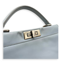 Peekaboo Top Handle Bag Medium Blue in Calfskin, Silver hardware
