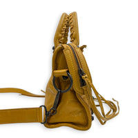 City Mini Yellow Top Handle Bag in Lambskin, Gunmetal hardware
