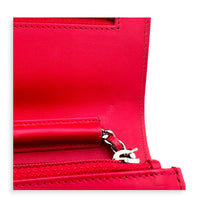 CC Red Wallet On Chain in Caviar Leather, Silver hardware