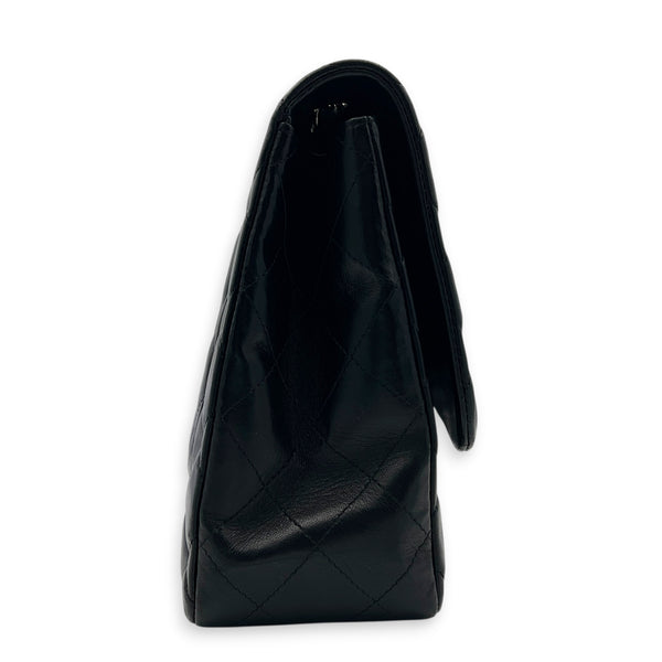 Classic Single Flap Jumbo Black Shoulder Bag in Lambskin, Silver hardware