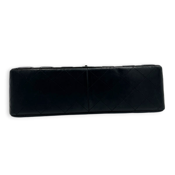 Classic Single Flap Jumbo Black Shoulder Bag in Lambskin, Silver hardware