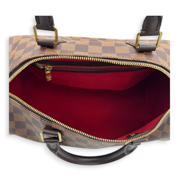 Speedy Bandouliere 30 Brown Top Handle Bag in Coated Canvas, Gold hardware