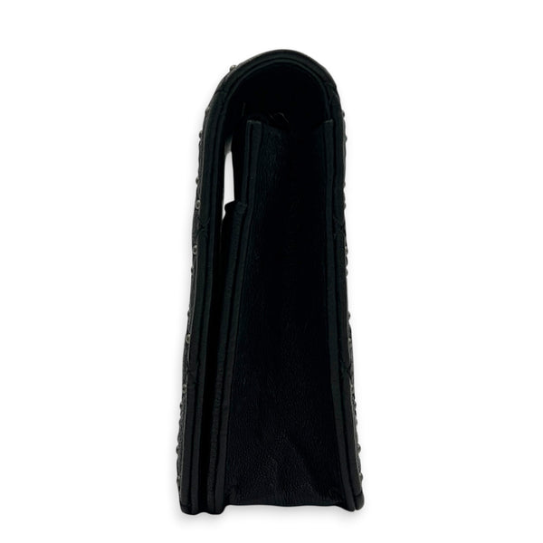 CC Studs Wallet On Chain Black in Calfskin, Silver hardware